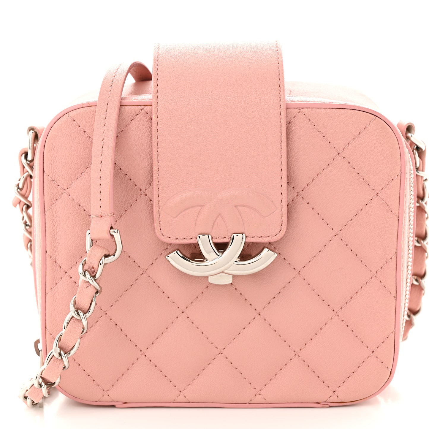 Lambskin Quilted Mini CC Box Camera Bag Pink