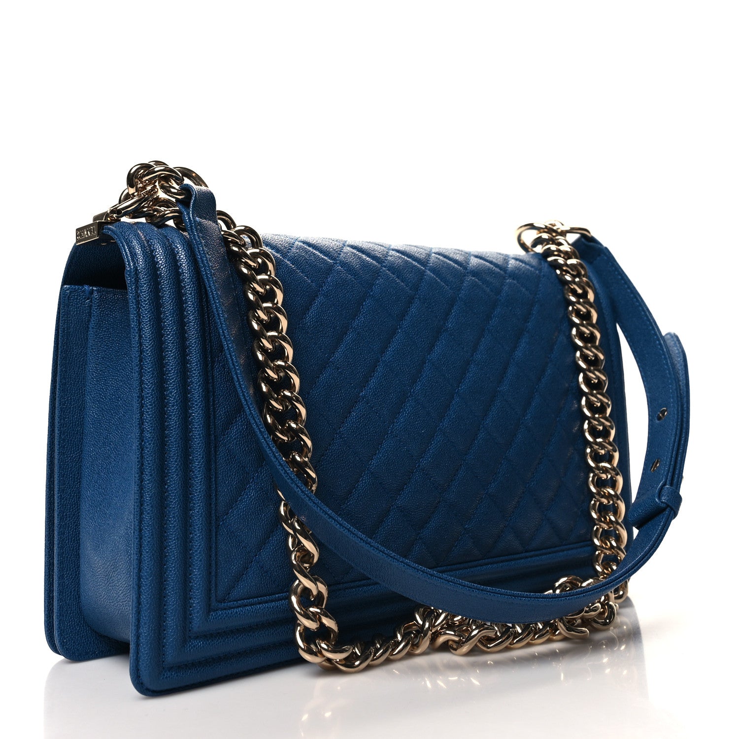 Chanel Caviar Quilted New Medium Boy Flap Blue 3 of 10
