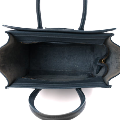 Celine Drummed Calfskin Nano Luggage Petrol 5 of 14