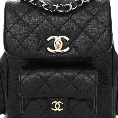 Chanel Shiny Caviar Quilted Small Pockets Drawstring Backpack Black 8 of 12
