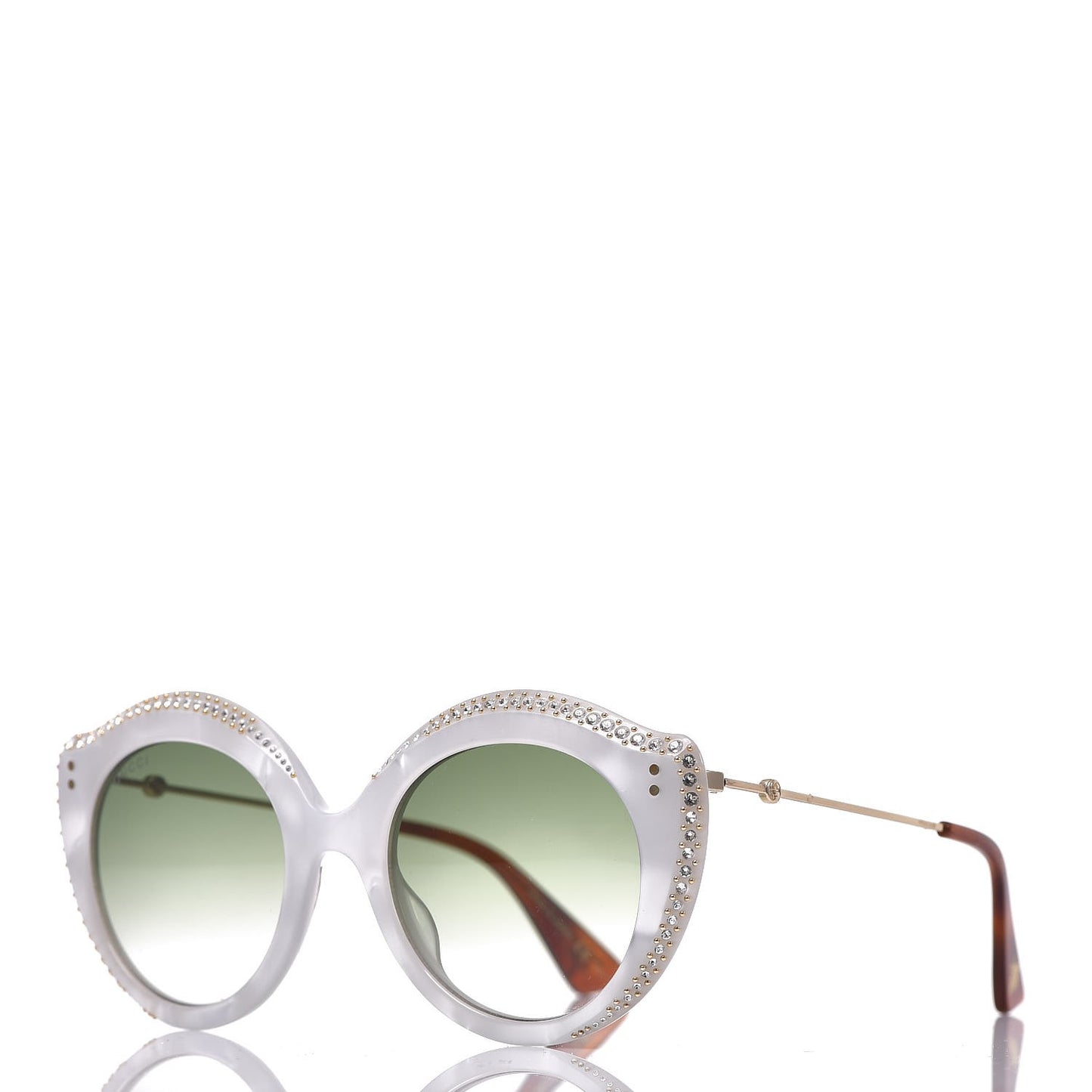 Crystal Cat Eye GG0214S Sunglasses White
