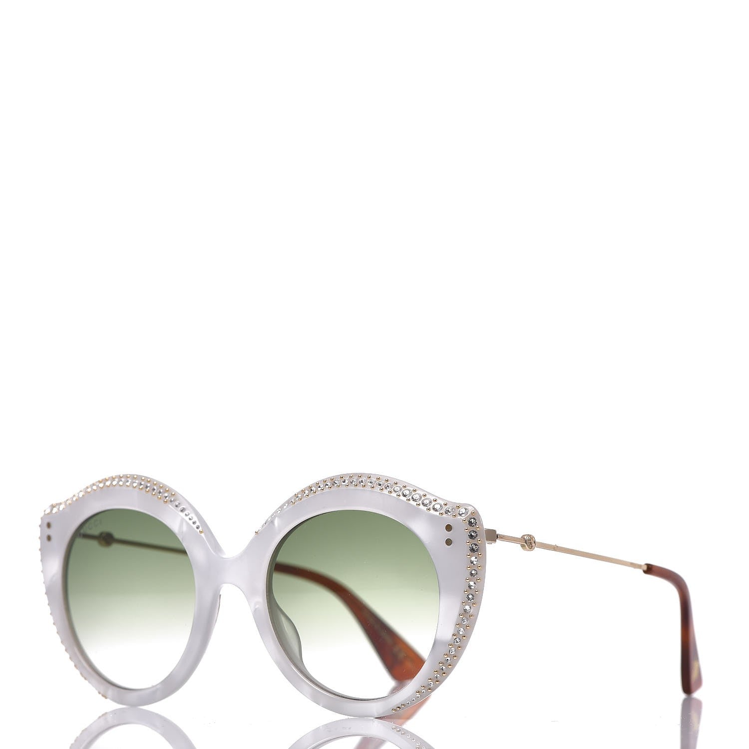 Gucci Crystal Cat Eye GG0214S Sunglasses White 1 of 10