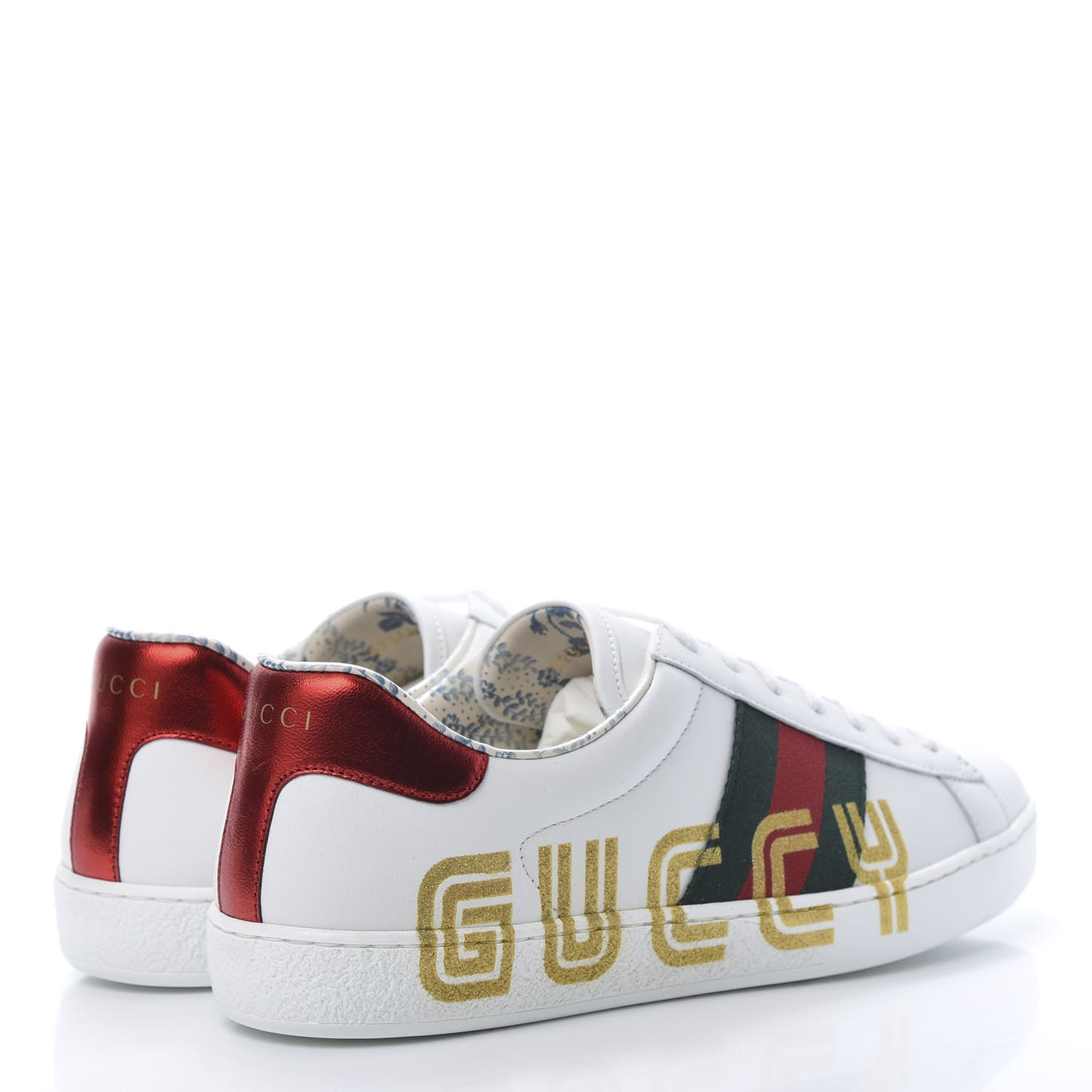 X SEGA Calfskin Web Guccy Mens Ace Sneakers 8 White