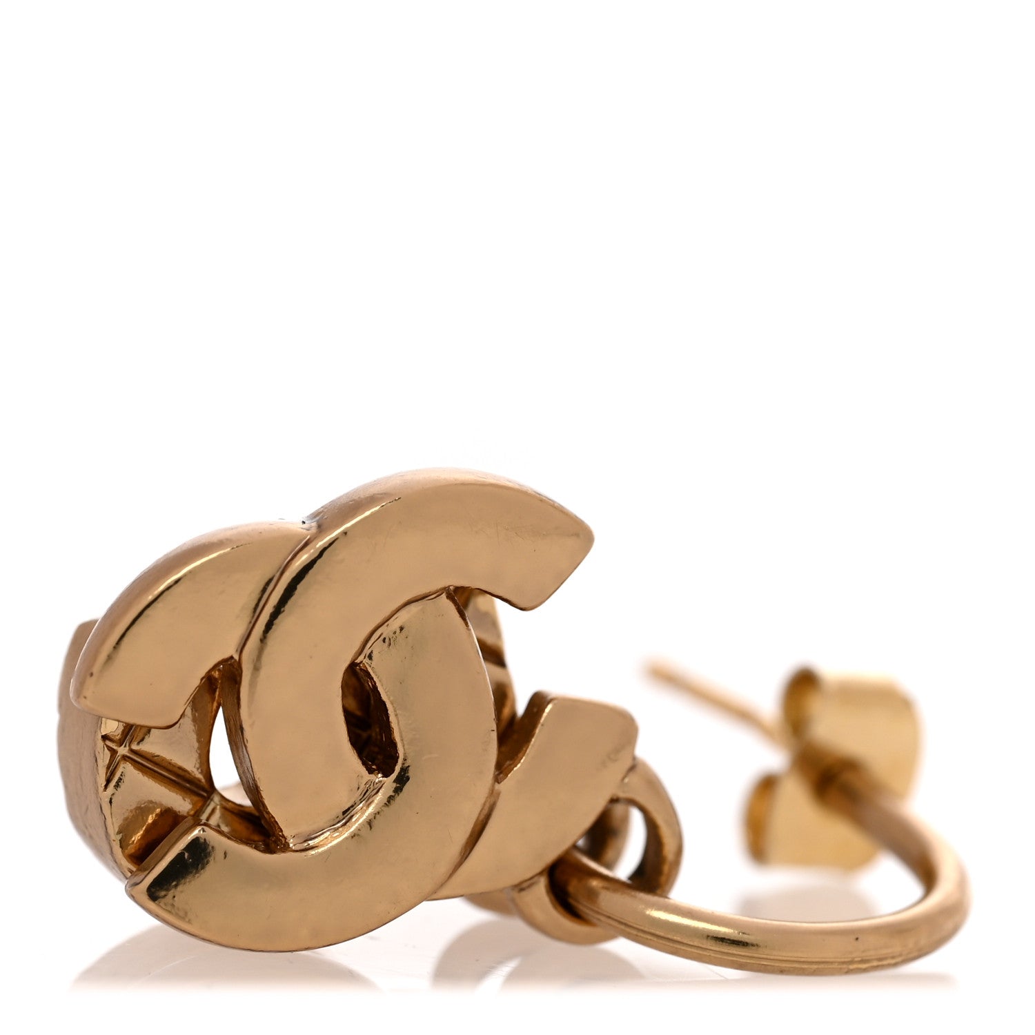 Chanel Metal Drop No 5 Clover CC Earrings Gold 4 of 4