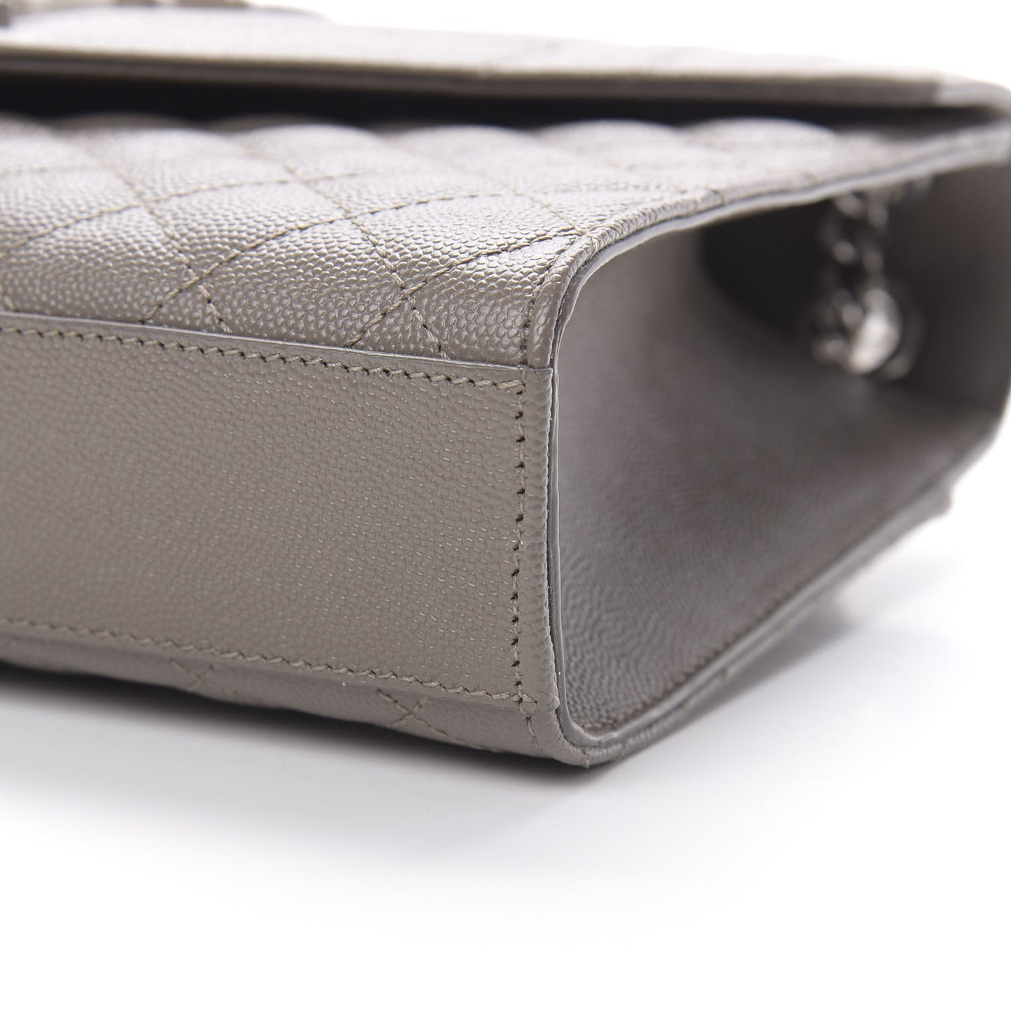 Grain De Poudre Textured Mixed Matelasse Medium Triquilt Monogram Satchel Earth