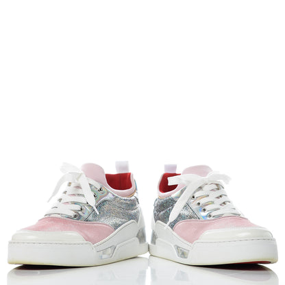 Christian Louboutin Metallic Calfskin Womens Aurelien Flat Sneakers 39.5 Silver Pink 6 of 11