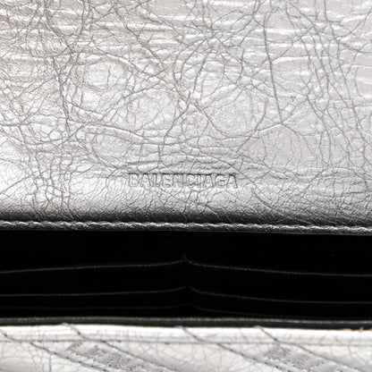 Balenciaga Metallic Arena Calfskin Logo Matelasse BB Chain Wallet Argent 10 of 13