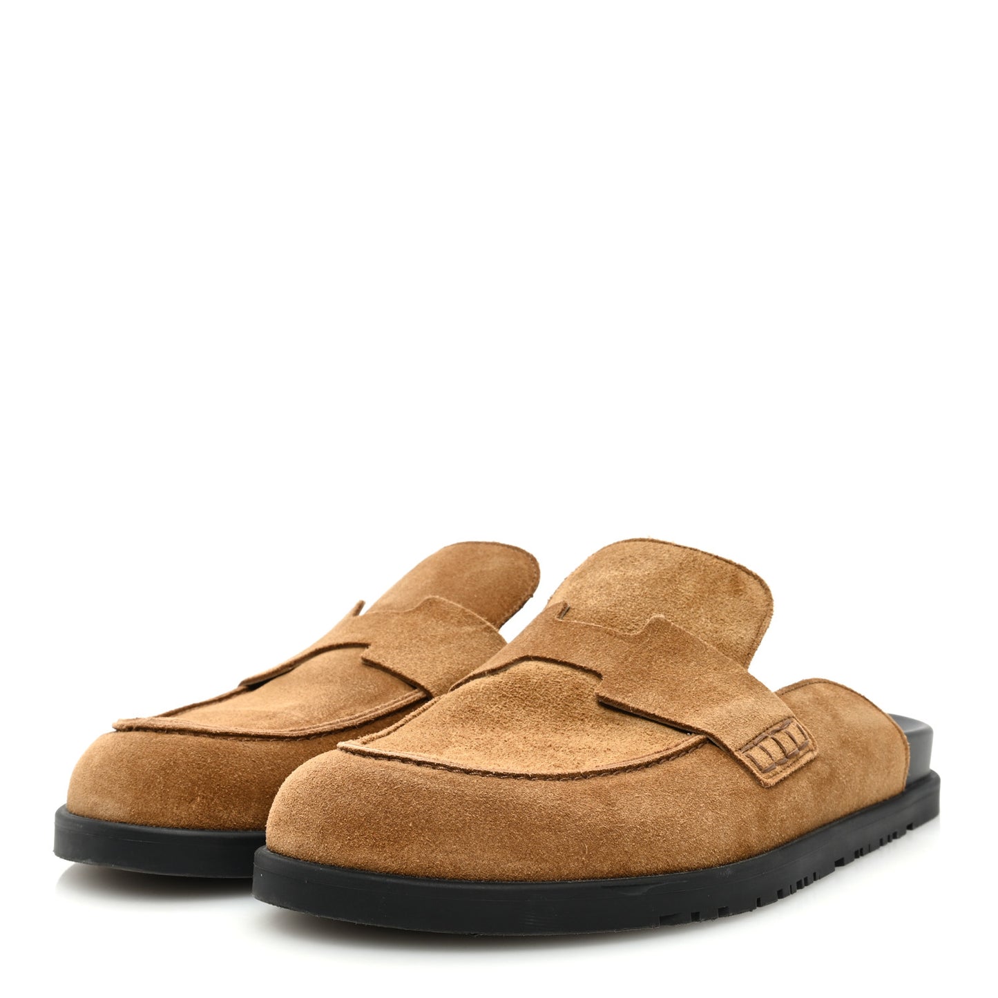 Suede Calfskin Mens Go Mules 43 Brun Fume