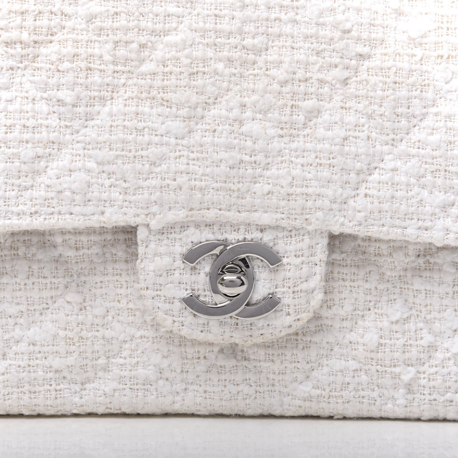 Chanel Tweed Medium Double Flap White 15 of 15