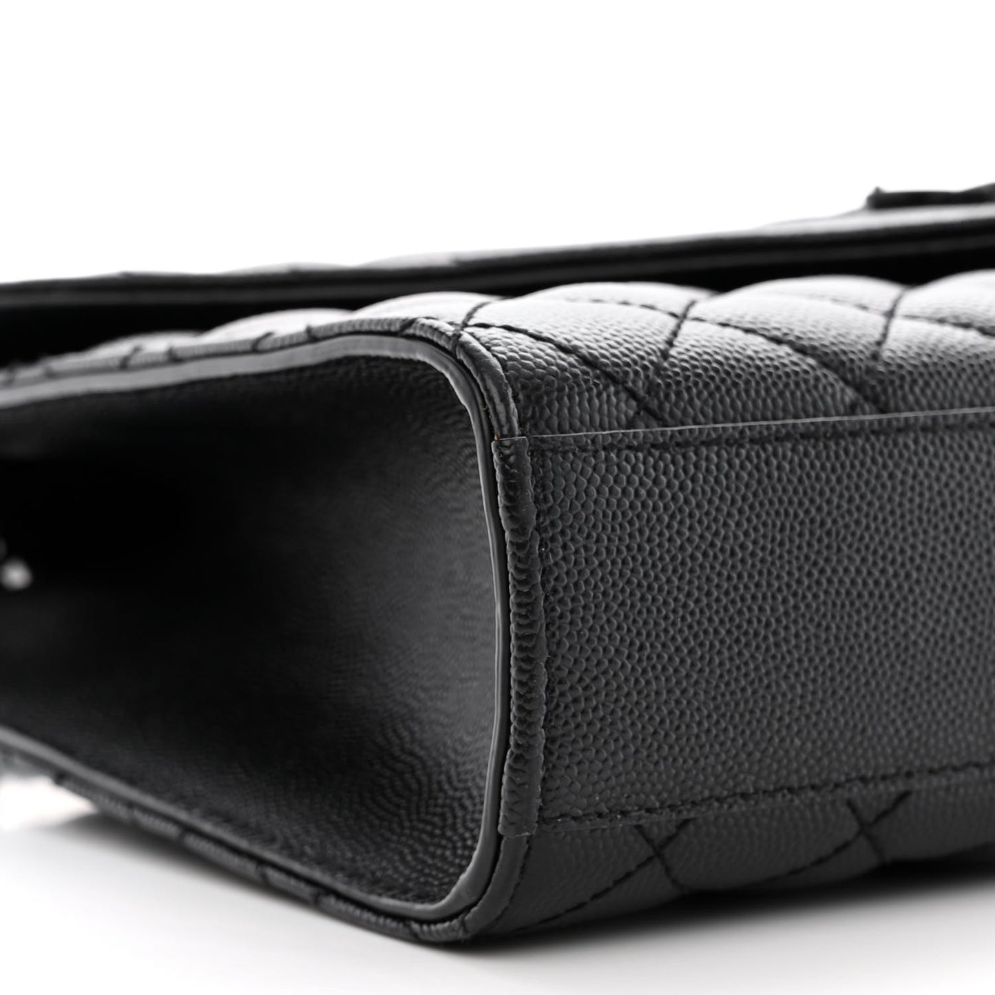 Grain De Poudre Textured Mixed Matelasse Triquilt Medium Monogram Monochrome Satchel Black