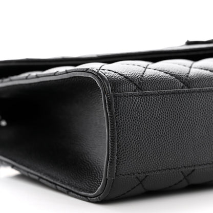 Saint Laurent Grain De Poudre Textured Mixed Matelasse Triquilt Medium Monogram Monochrome Satchel Black 9 of 10