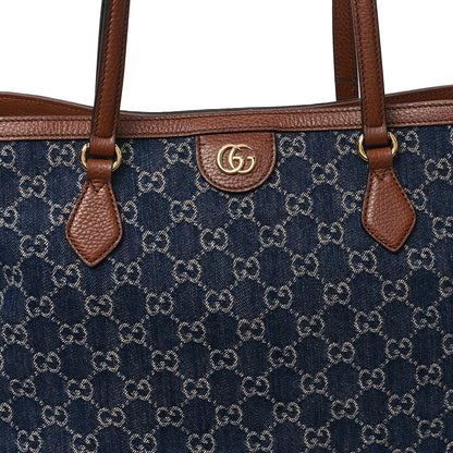 Gucci New Denim GG Monogram Medium Ophidia Shopping Tote Blue Tea Cuir 8 of 11