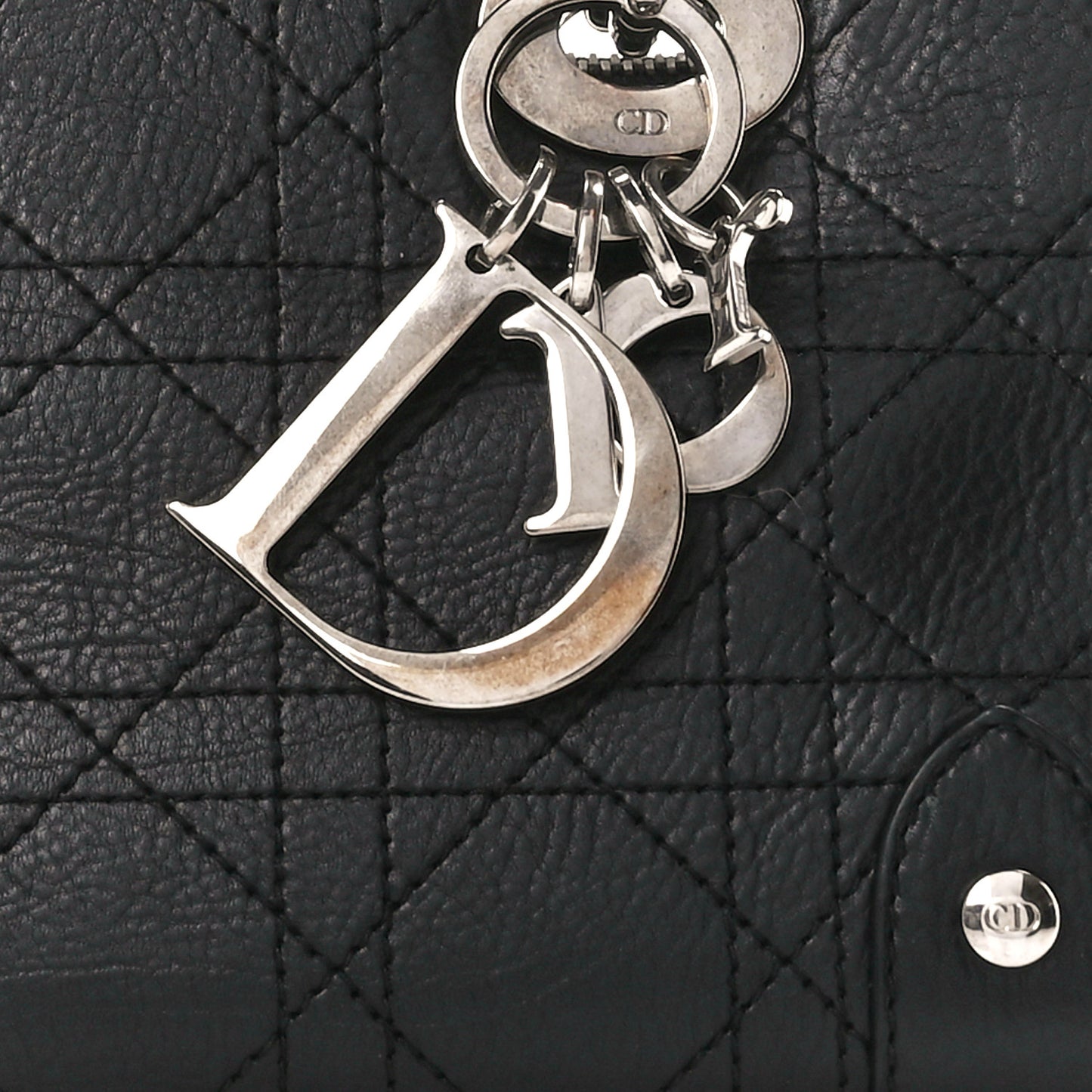 Calfskin Cannage Stitched Small East West Lady Dior Black