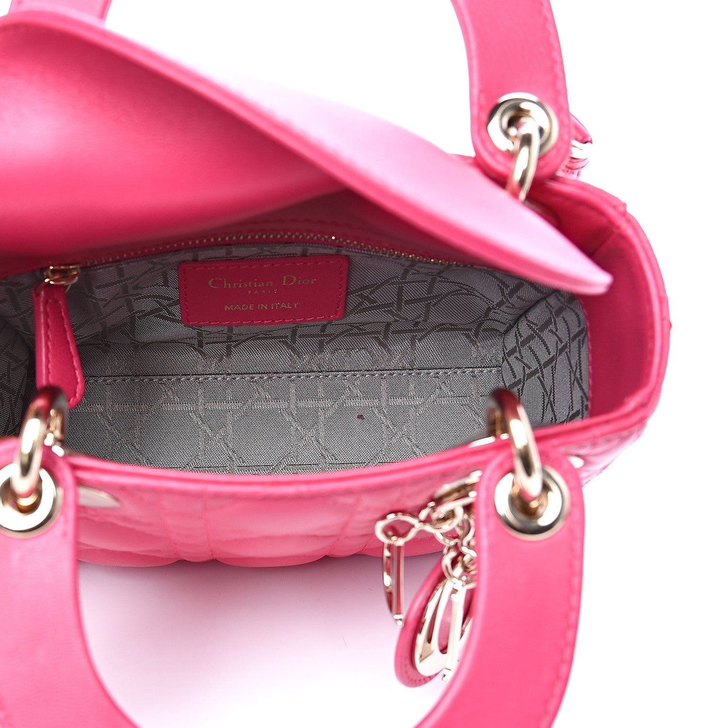 Christian Dior Lambskin Cannage Mini Lady Dior Fuchsia 4 of 8
