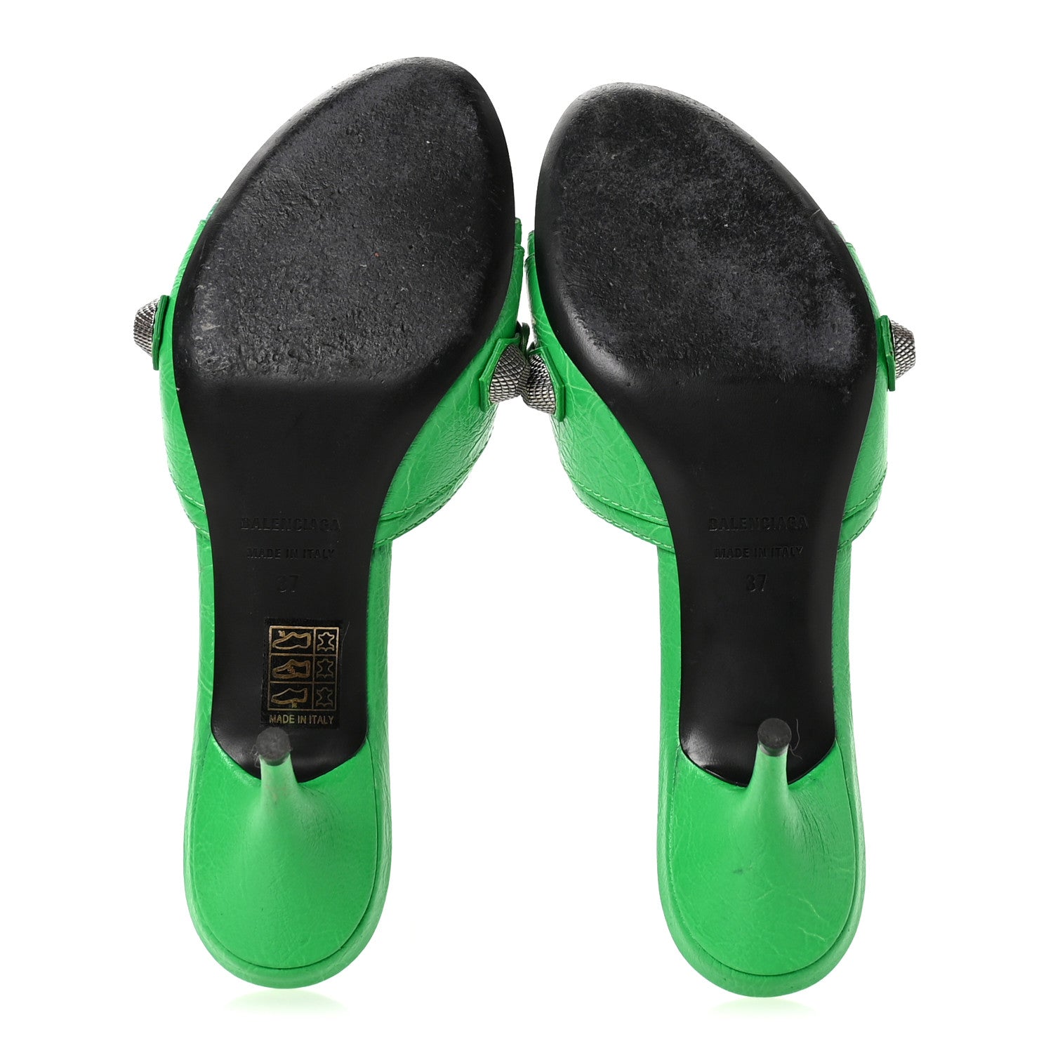Balenciaga Agneau Arena Cagole 50mm Slide Sandals 37 Vivid Green 6 of 9