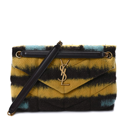 Saint Laurent Tie Dye Wool Quilted Small Loulou Puffer Monogram Chain Satchel Yellow Pacific Blue Dark Pecan 1 of 10