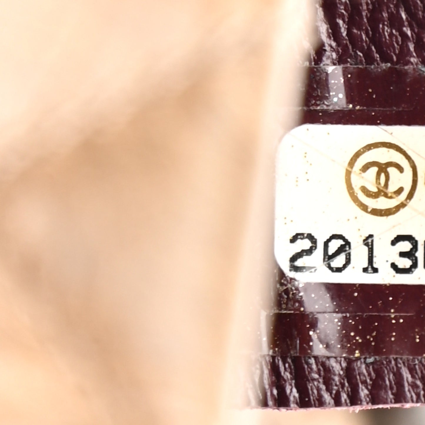 Glazed Calfskin Nameplate Flap Beige