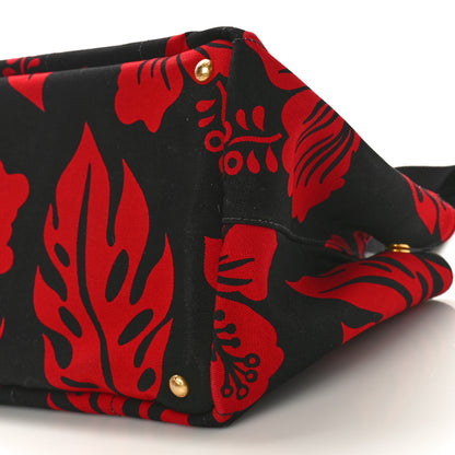 Prada Canapa Hibiscus Tote Black Rosso 8 of 8