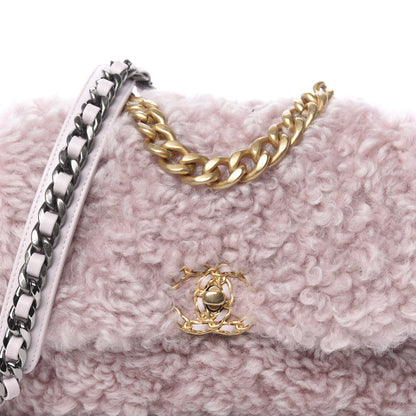 Chanel Shearling Sheepskin Medium 19 Flap Light Pink 10 of 10