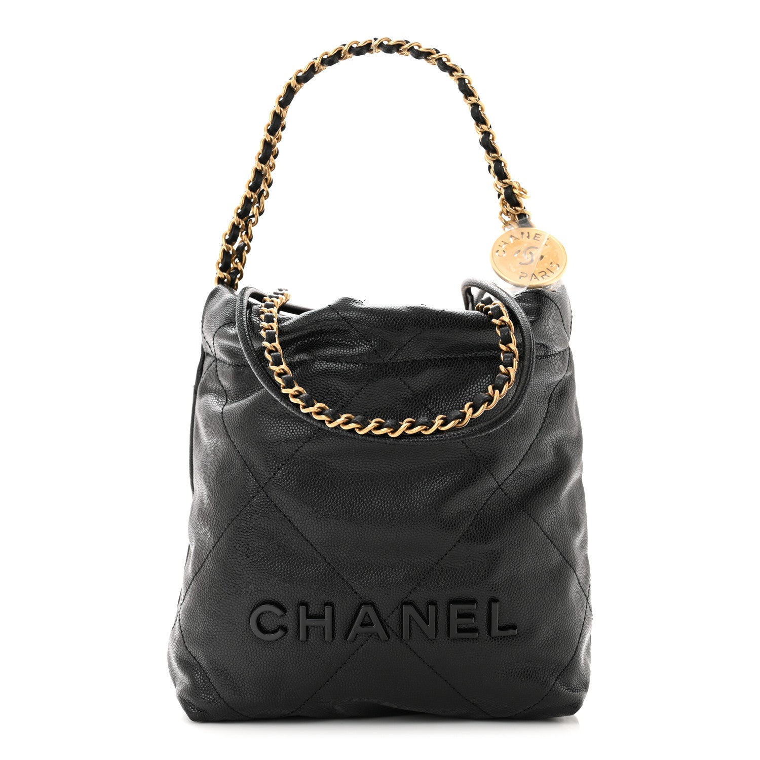 Chanel Shiny Caviar Quilted Monochrome Mini Chanel 22 Black 1 of 10