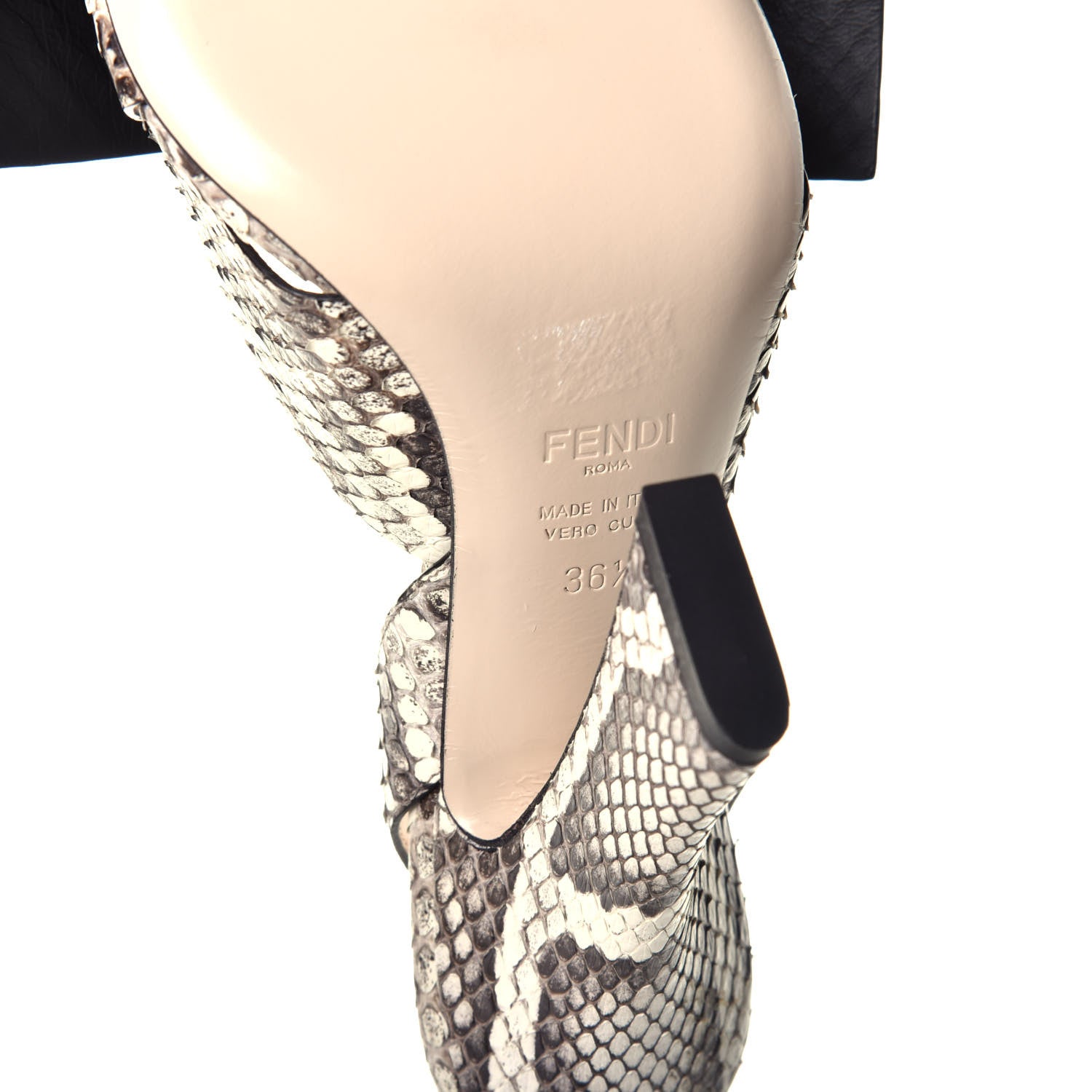 Fendi Snakeskin FFreedom Slingback Sandals 36.5 Neutral 7 of 10