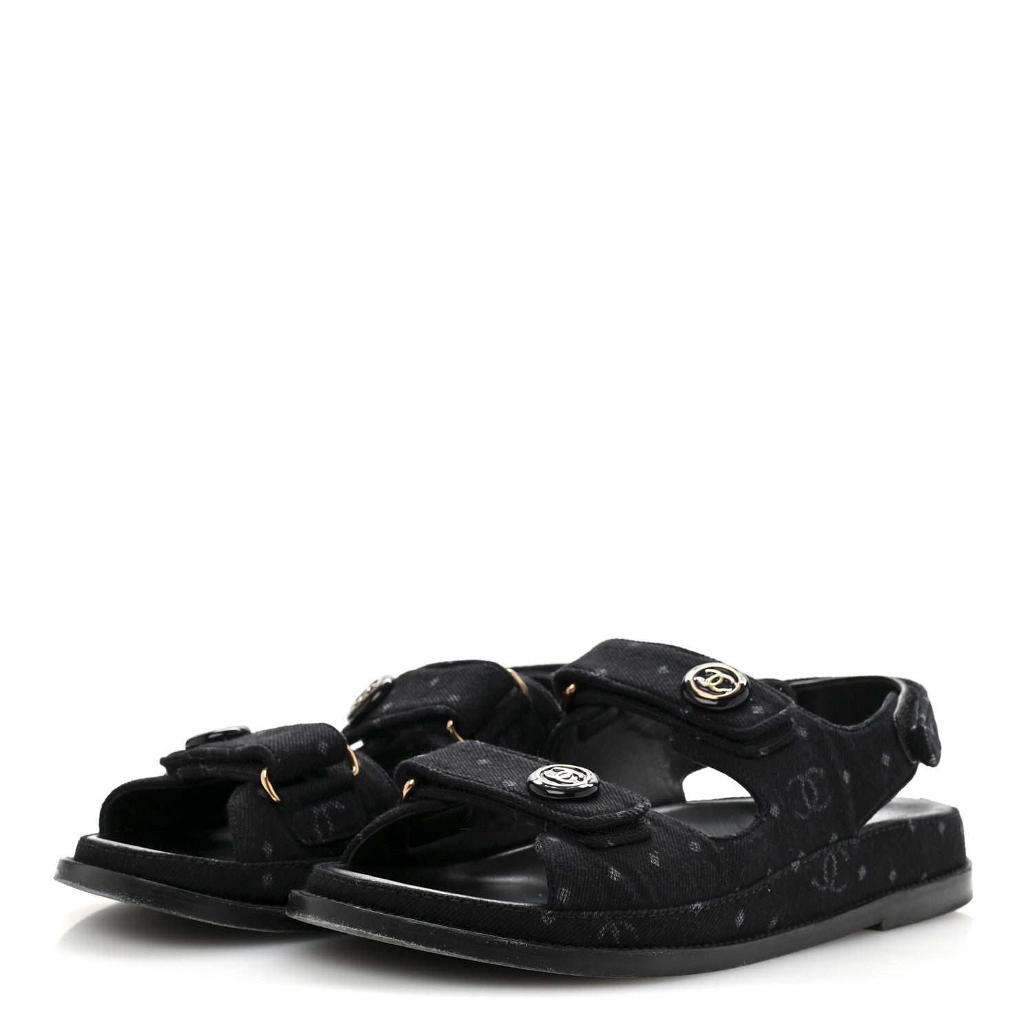 Chanel Denim Printed Dad Sandals 39 Black 4 of 12