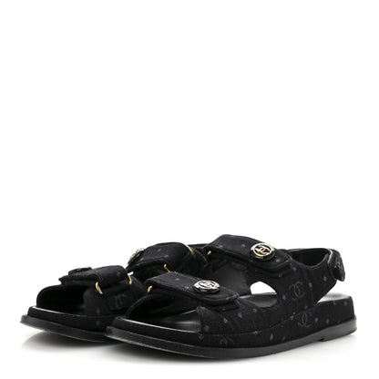 Chanel Denim Printed Dad Sandals 39 Black 4 of 12