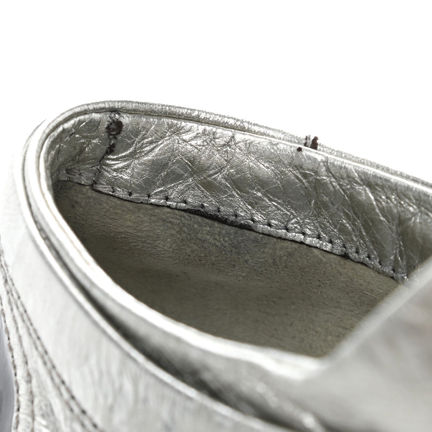 Metallic Lambskin Patent Cap Toe CC Sneakers 38.5 Silver Black