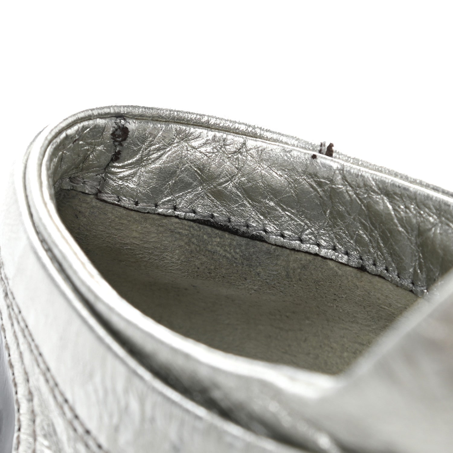 Chanel Metallic Lambskin Patent Cap Toe CC Sneakers 38.5 Silver Black 8 of 13