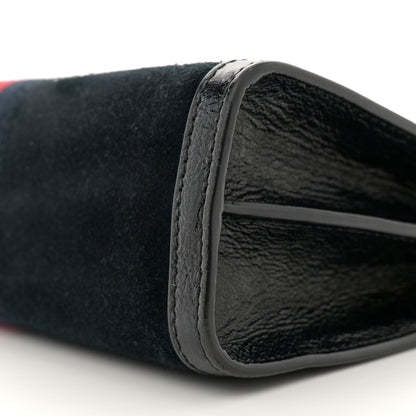 Gucci Suede Patent Web Dragon Embroidered Small Ophidia Chain Shoulder Bag Blue Black 10 of 11