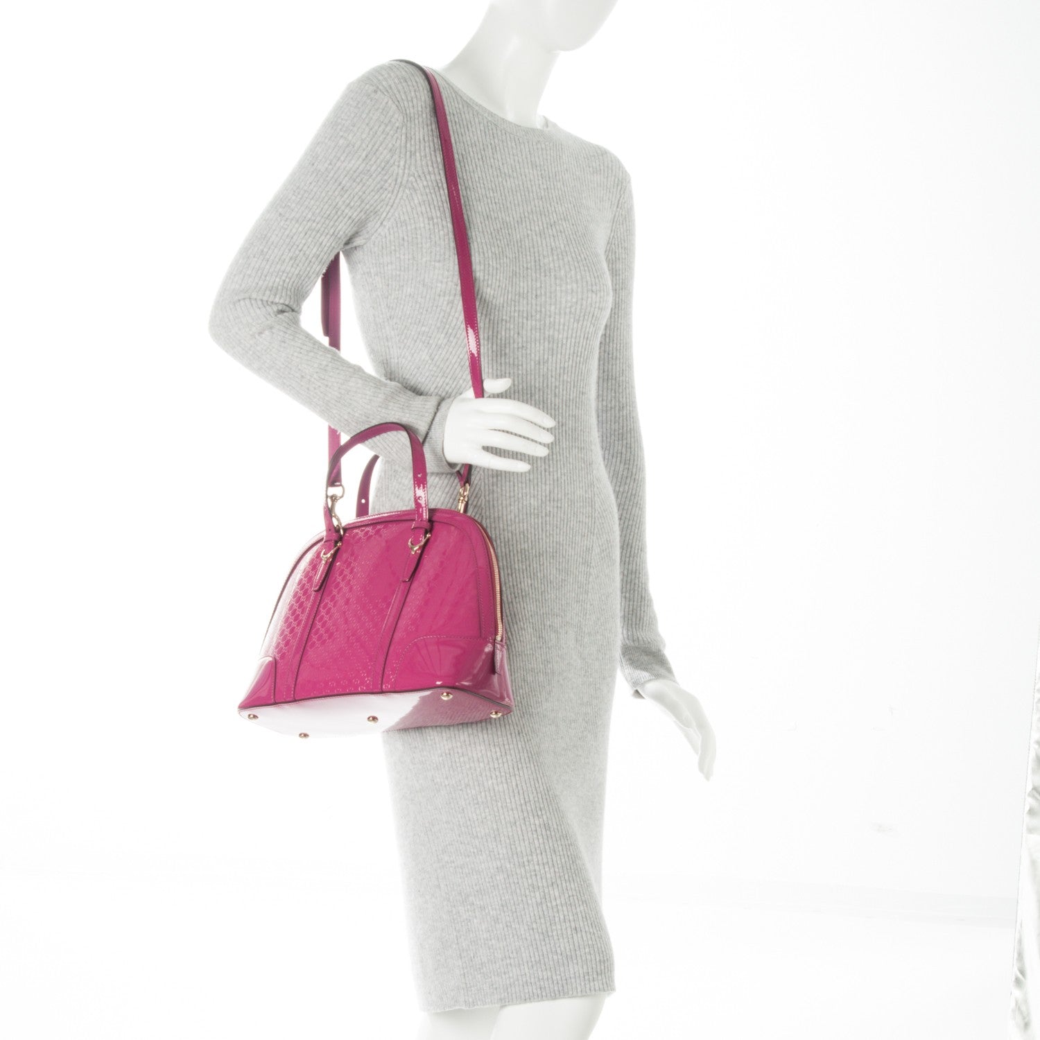 Gucci Patent Microguccissima Small Nice Top Handle Dome Bag Bright Bouganville 2 of 7