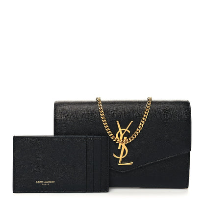 Saint Laurent Grain de Poudre Uptown Chain Wallet Black 1 of 11
