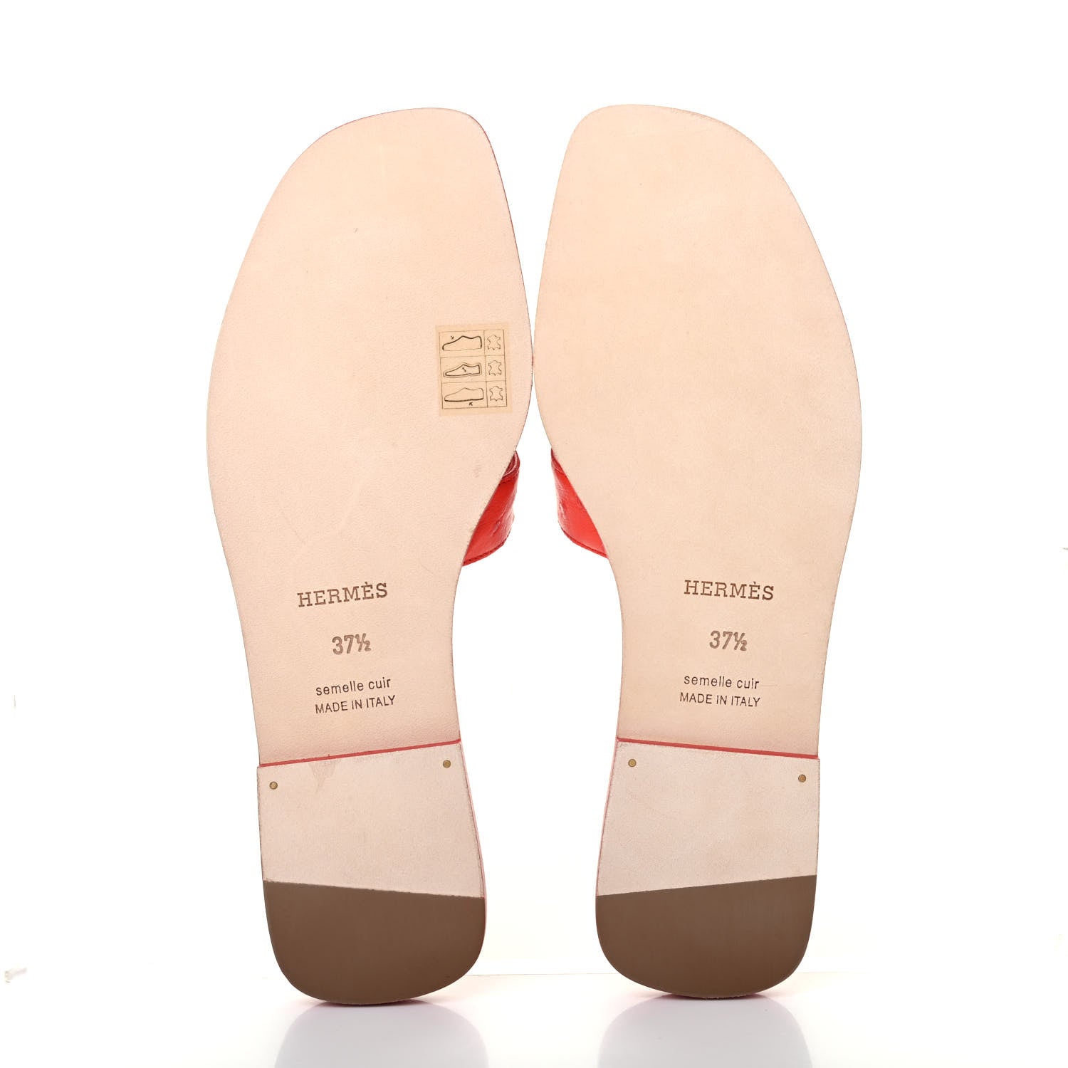 Hermes Ostrich Oran Sandals 37.5 Jasper Rouge 4 of 4