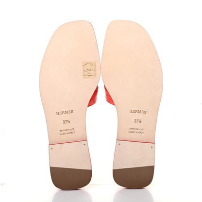 Hermes Ostrich Oran Sandals 37.5 Jasper Rouge 4 of 4