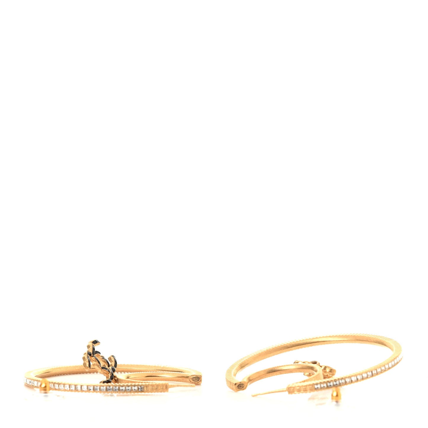 Crystal CC Drop Hoop Earrings Gold