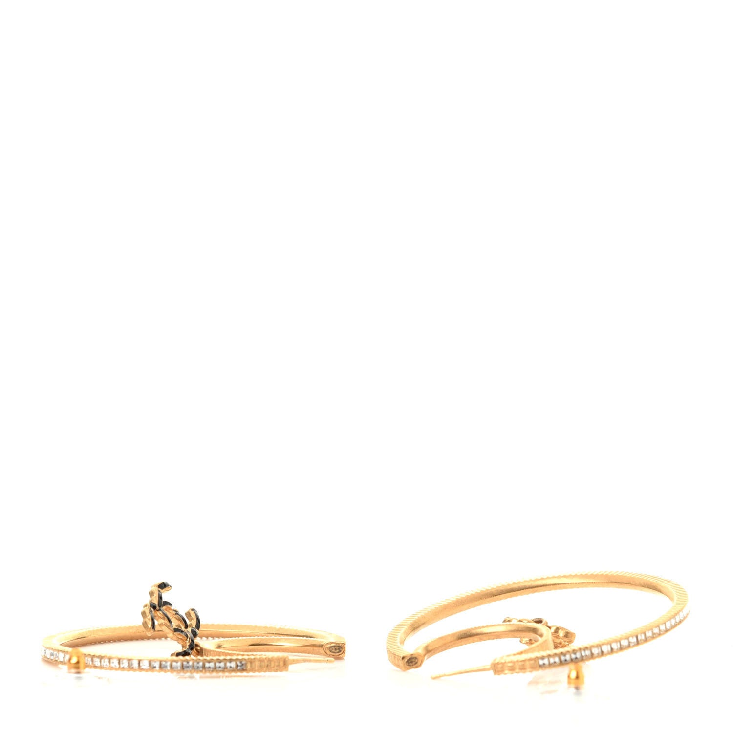 Chanel Crystal CC Drop Hoop Earrings Gold 4 of 4