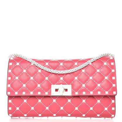 Valentino Garavani Lambskin Free Rockstud Spike Wallet On Chain Shadow Pink 1 of 6