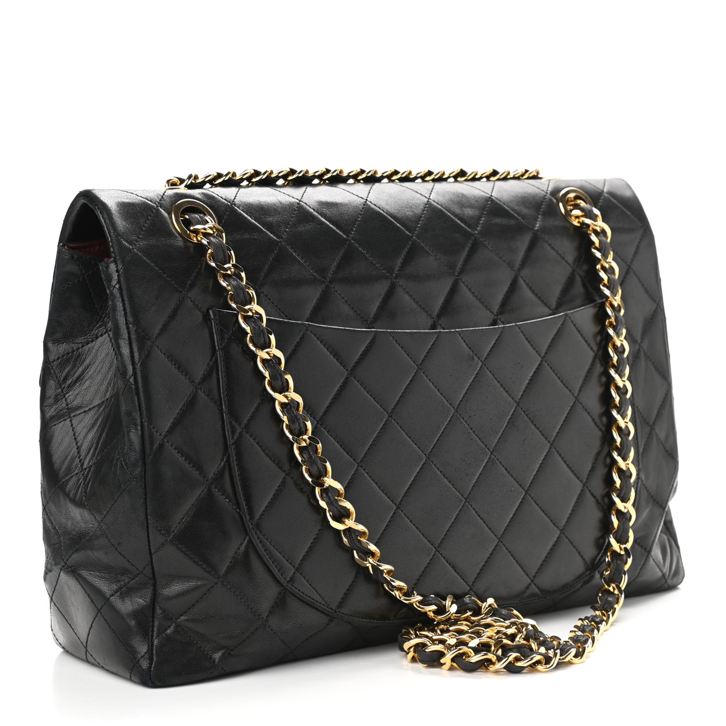 Lambskin Quilted XL Jumbo Single Flap Black