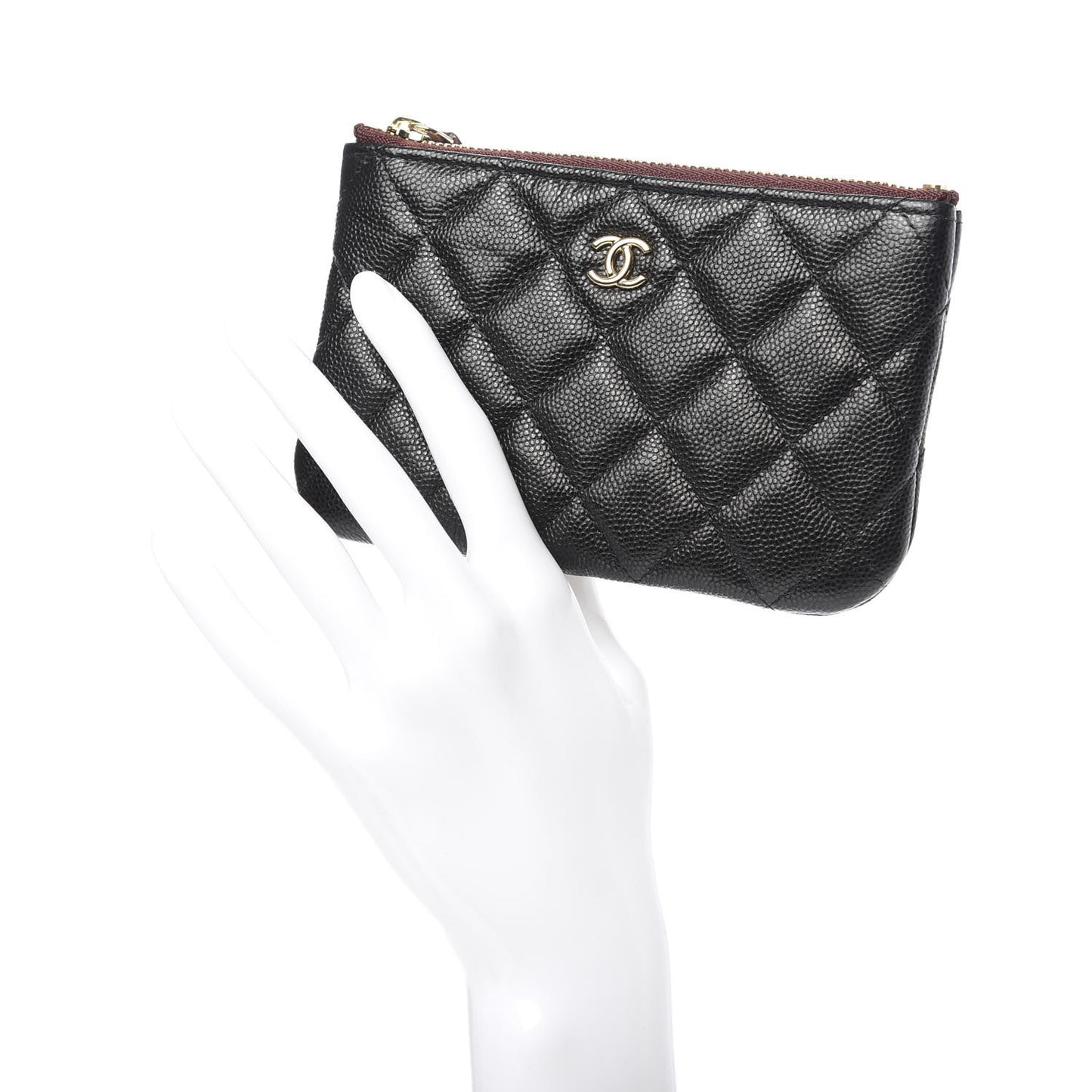 Caviar Quilted Small Cosmetic Case Black