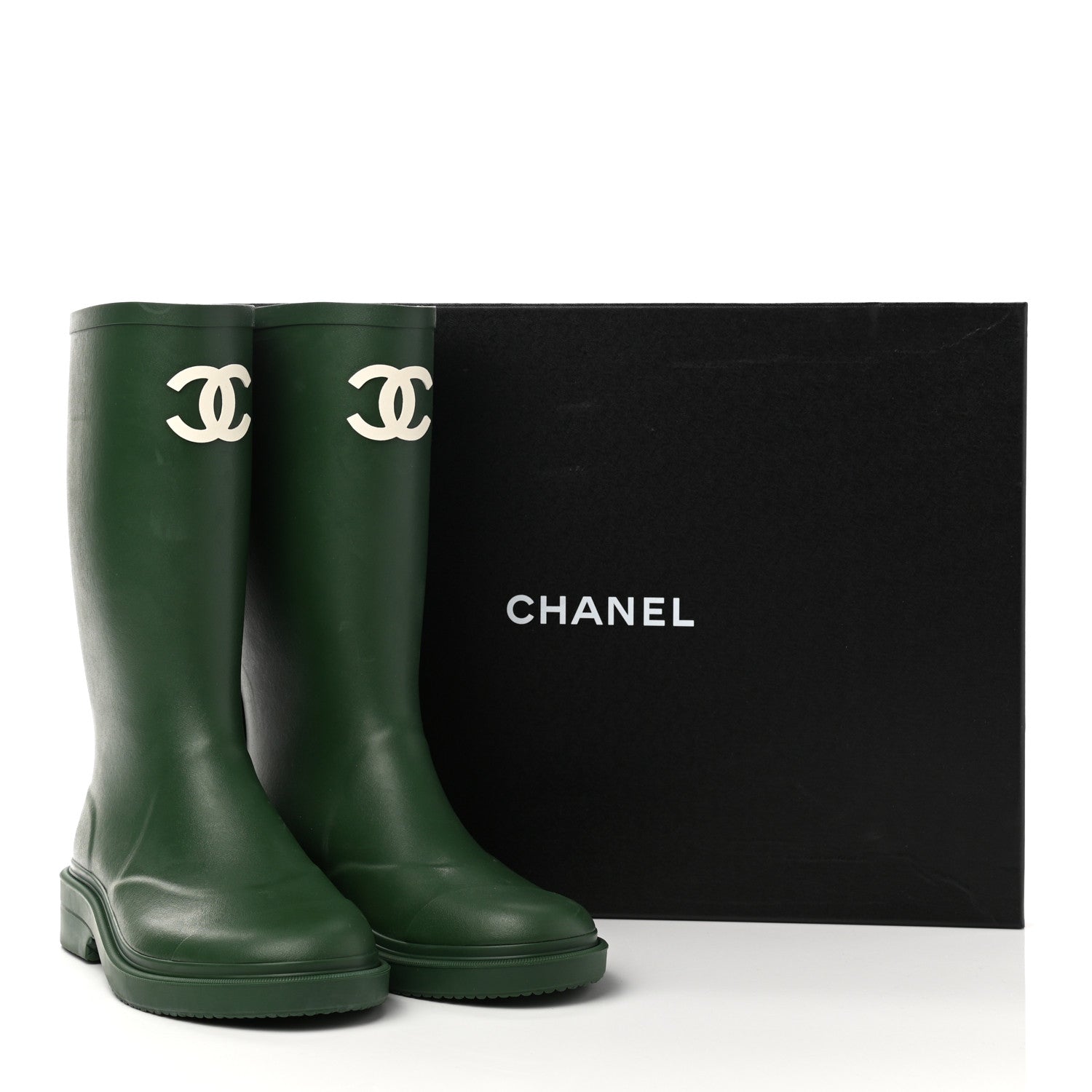 Chanel Caoutchouk CC High Boots 39 Dark Green 10 of 10