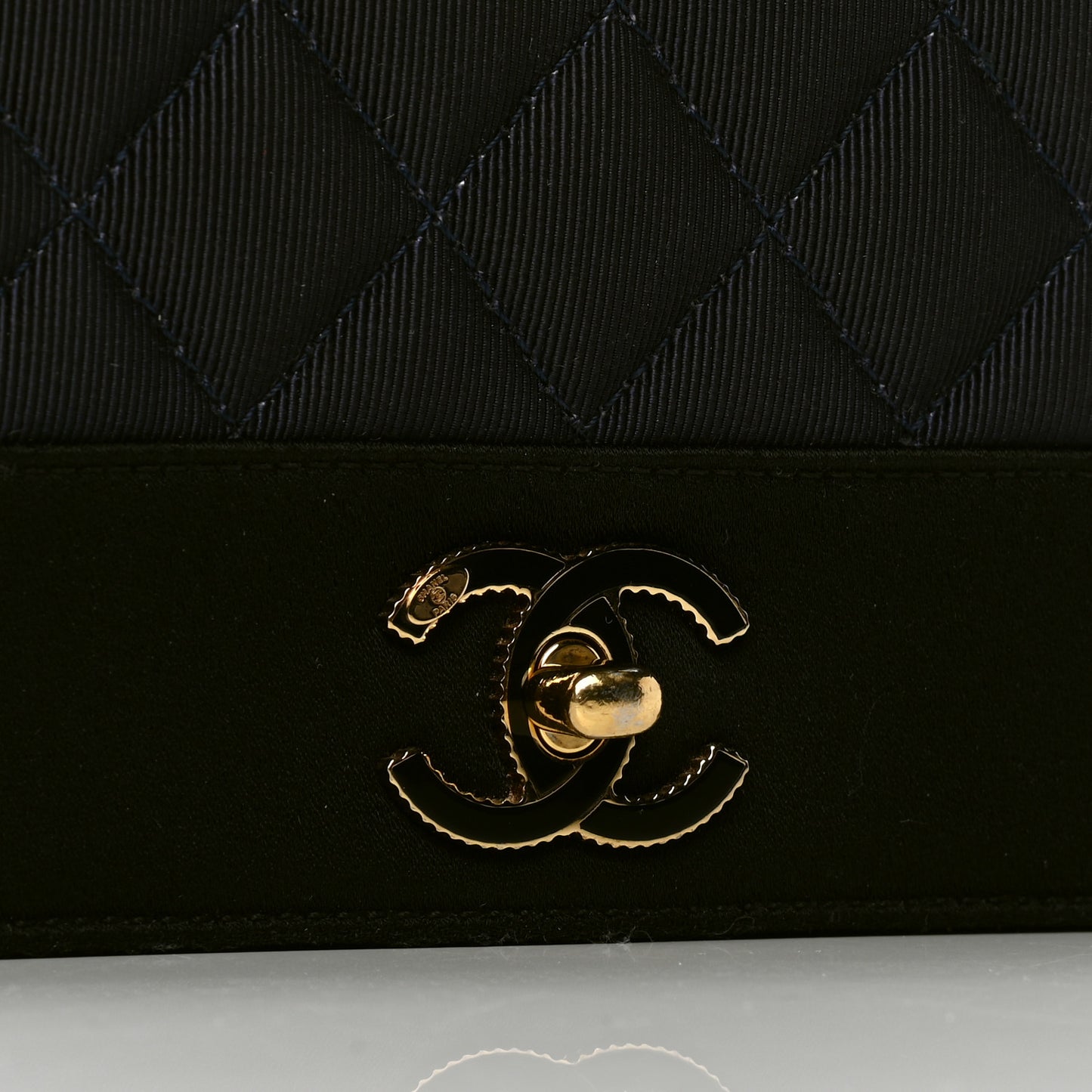 Grosgrain Satin Quilted Small Vintage Mademoiselle Flap Black
