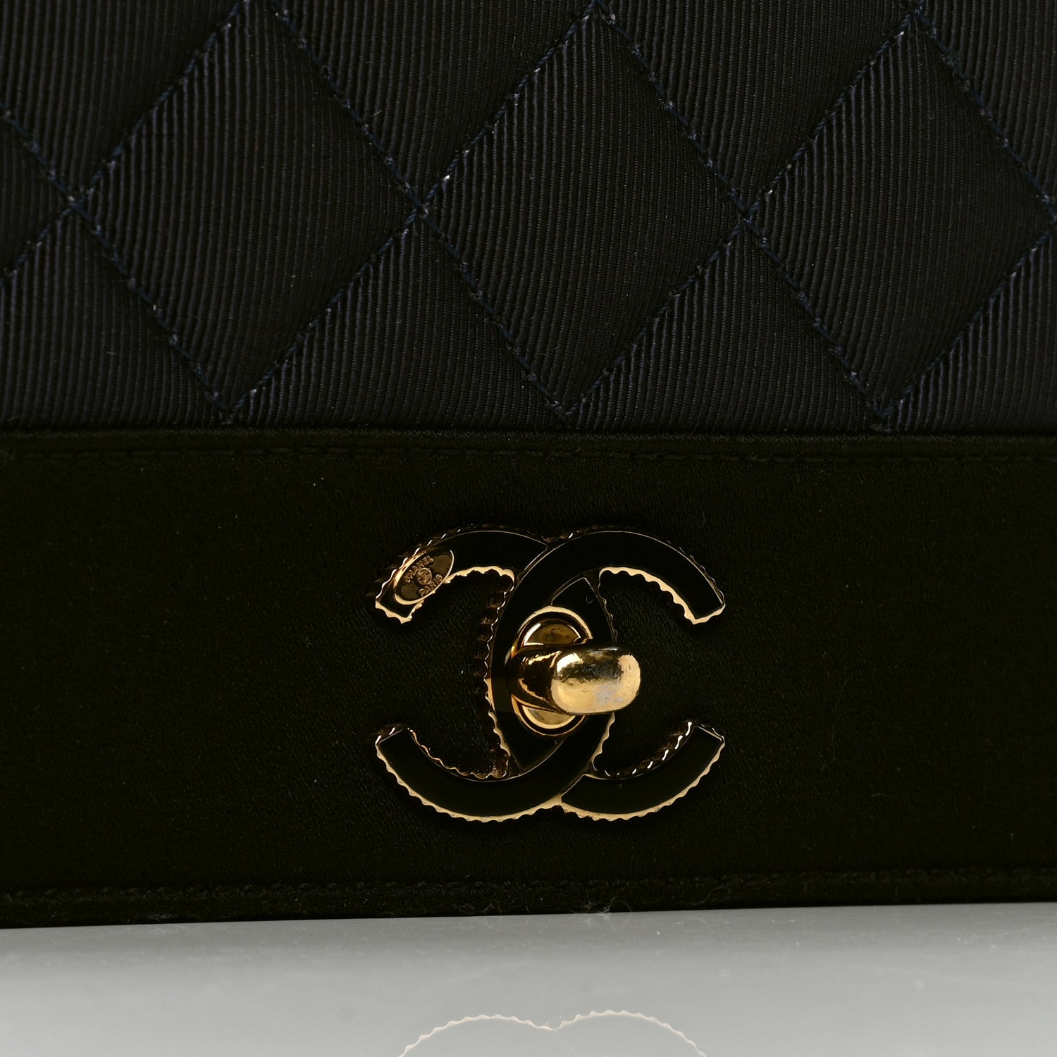 Chanel Grosgrain Satin Quilted Small Vintage Mademoiselle Flap Black 7 of 7