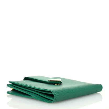 Prada Saffiano Small Triangle Wallet Mango 4 of 9