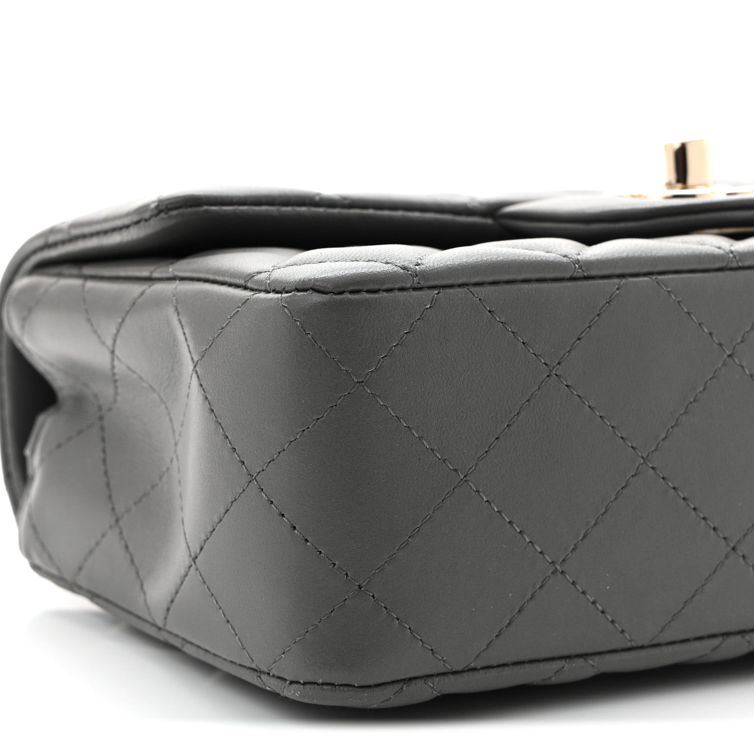 Chanel Lambskin Quilted Mini Rectangular Flap Dark Grey 9 of 12