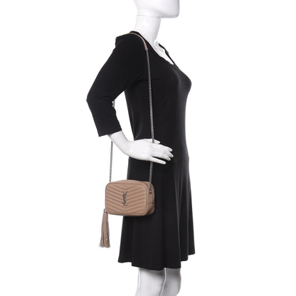 Saint Laurent Grain De Poudre Matelasse Monogram Mini Lou Camera Bag Dark Beige 2 of 11