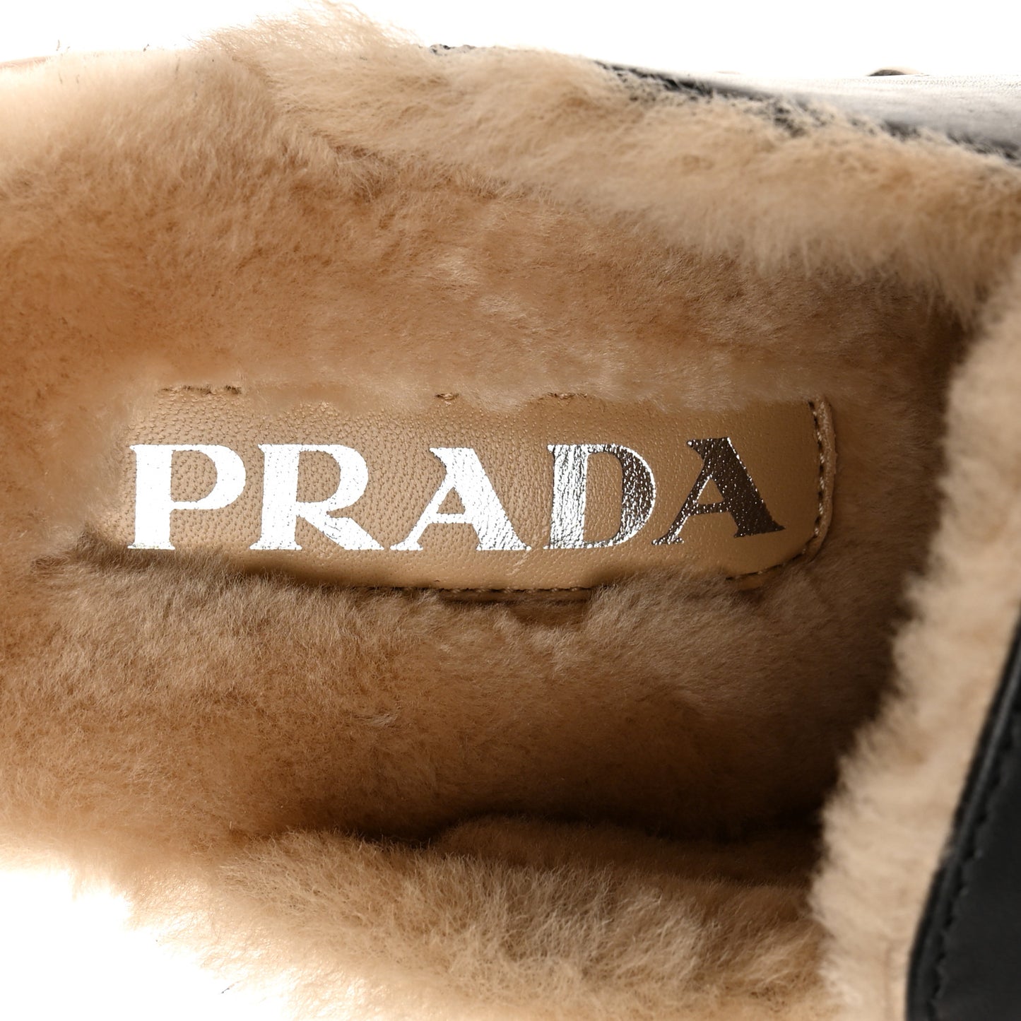 Natural Calfskin Shearling Metal Triangle Logo 45mm Clogs 37 Black Sabbia