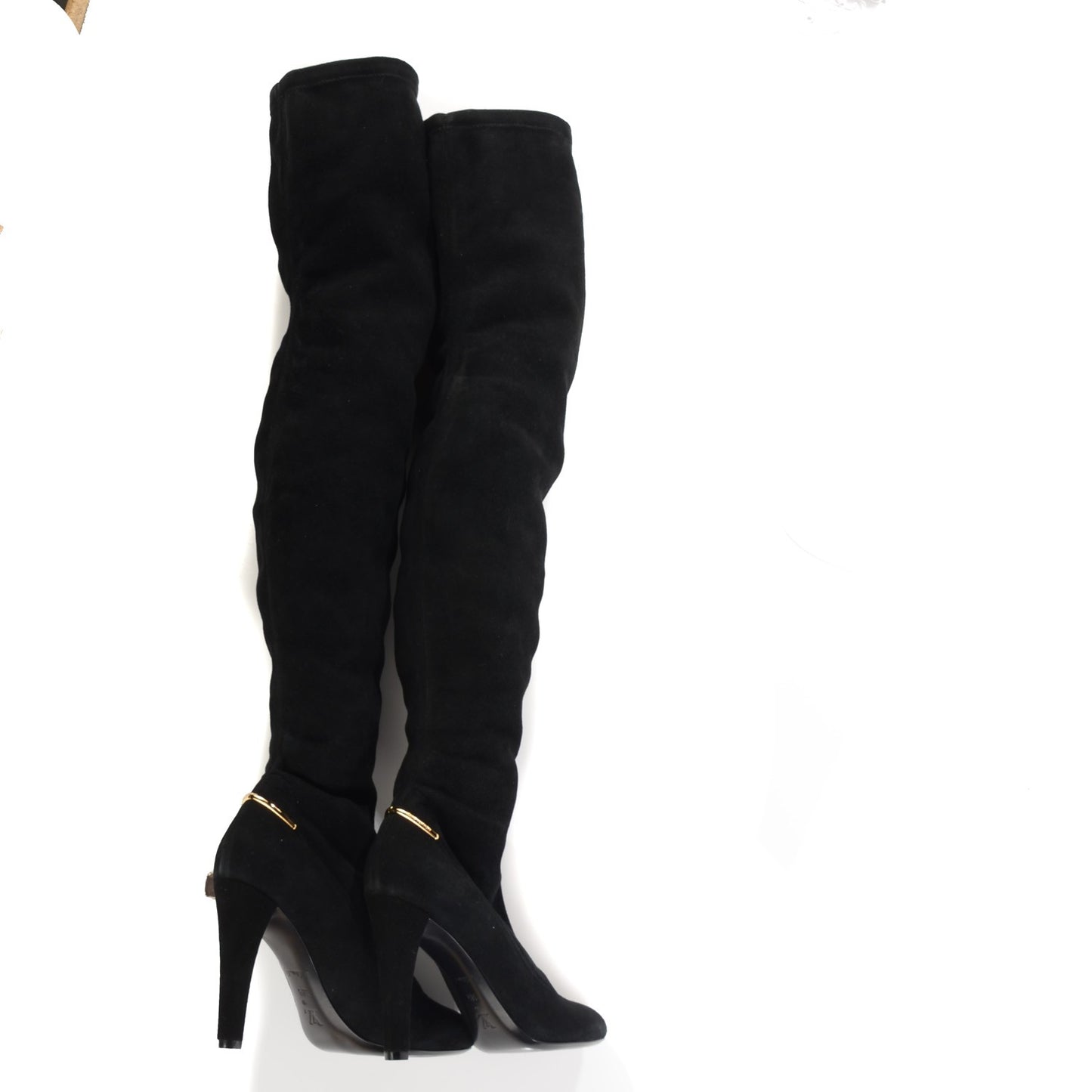Suede Goatskin Alliance Thigh Boots 38.5 Black