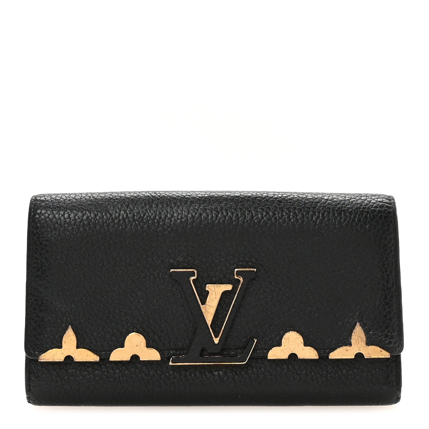 Taurillon Embellished Capucines Long Wallet Black