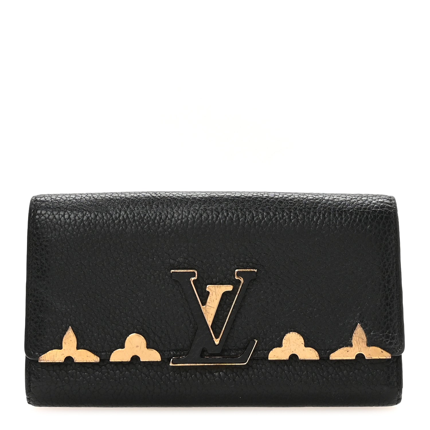 Louis Vuitton Taurillon Embellished Capucines Long Wallet Black 1 of 7
