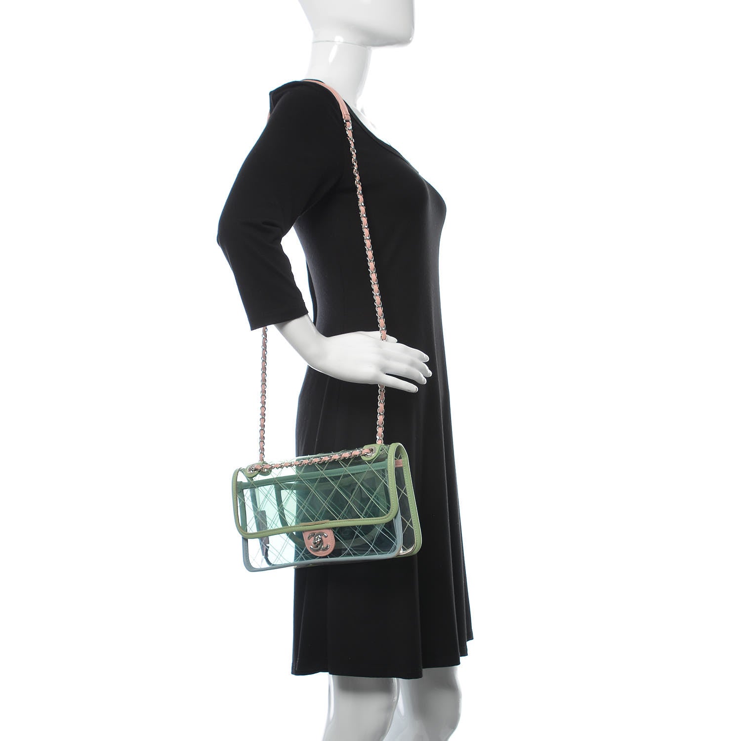 Chanel Lambskin PVC Quilted Medium Coco Splash Flap Blue Green 2 of 16